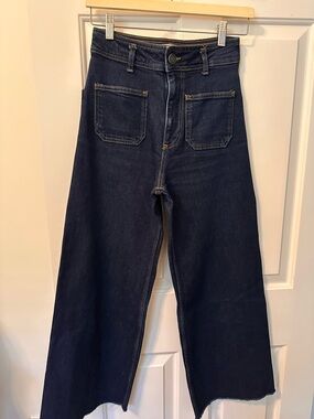 Zara Dark Indigo Wide-Leg High-Rise Jeans